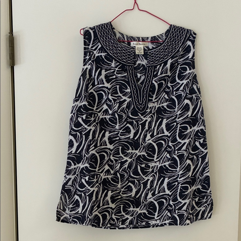 Susan Bristol Navy and White Blouse